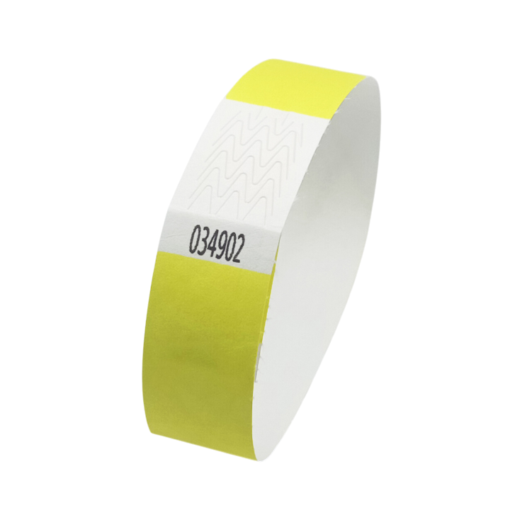 Braccialetto in Tyvek® di carta giallo neon senza marcatura