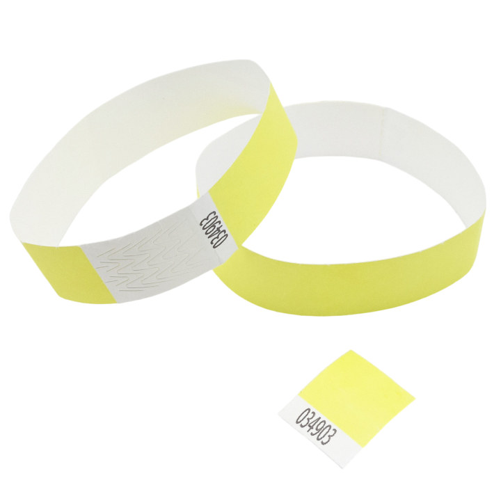 Braccialetto in Tyvek® di carta giallo neon senza marcatura