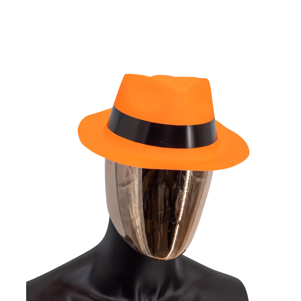Cappello stile mafioso Tribly arancione neon
