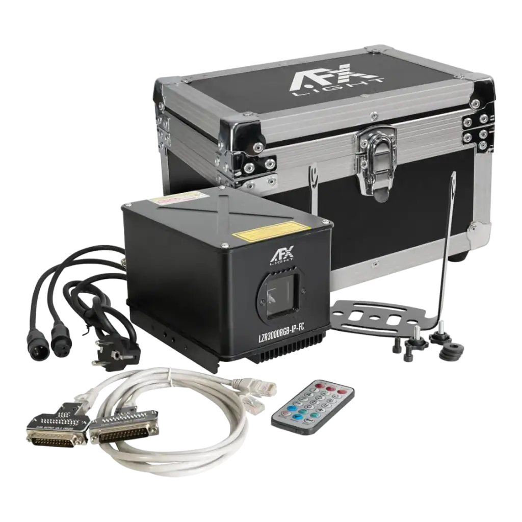 Macchina laser RGB con flight case LZR3000RGB-IP-FC