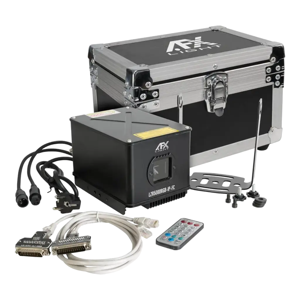 Macchina laser RGB con flight case LZR5000RGB-IP-FC