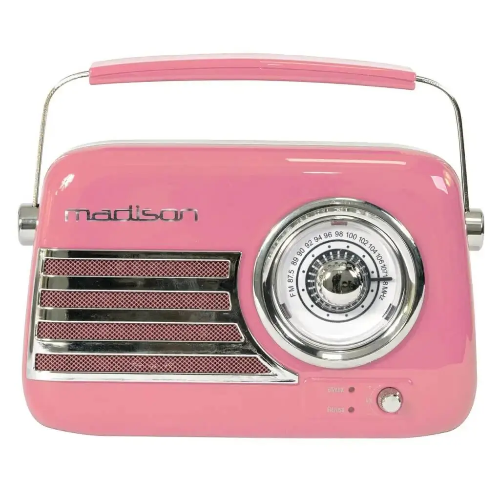 Radio vintage indipendente con Bluetooth USB e FM 30W Rosa
