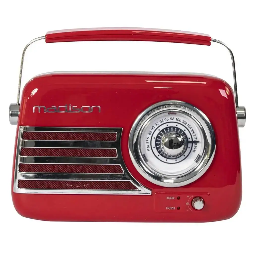 Radio d'epoca indipendente con Bluetooth USB e FM 30W Rosso