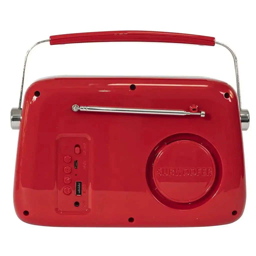 Radio d'epoca indipendente con Bluetooth USB e FM 30W Rosso