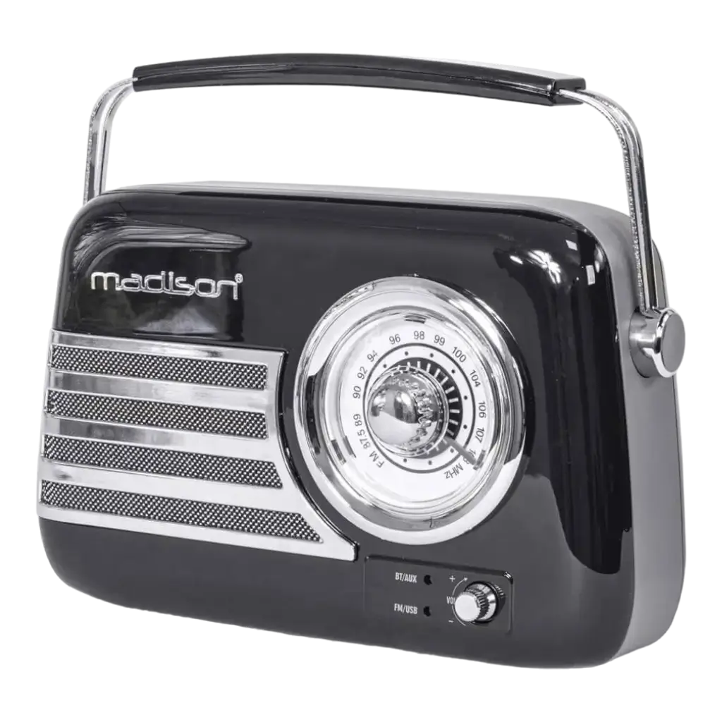 Radio vintage indipendente con Bluetooth USB e FM 30W Nero