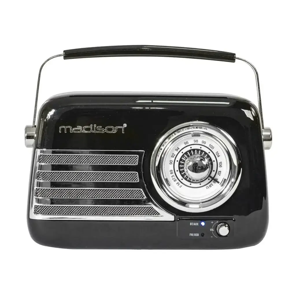 Radio vintage indipendente con Bluetooth USB e FM 30W Nero