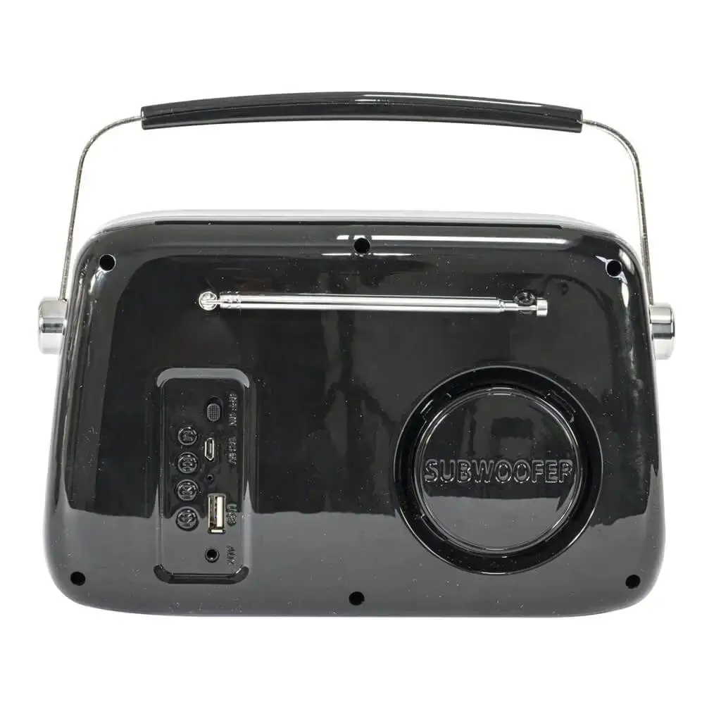 Radio vintage indipendente con Bluetooth USB e FM 30W Nero