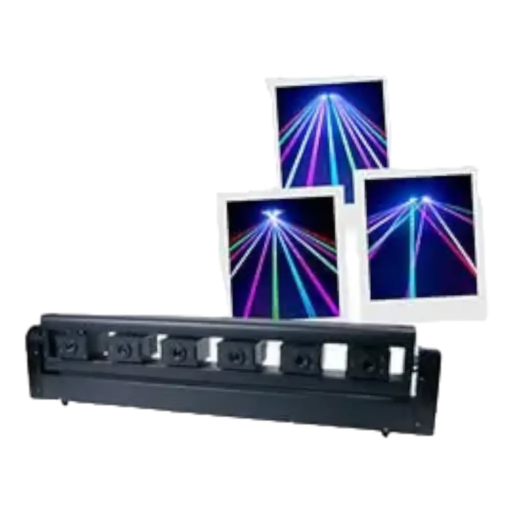 Barra con 6 laser motorizzati Evolite RGB