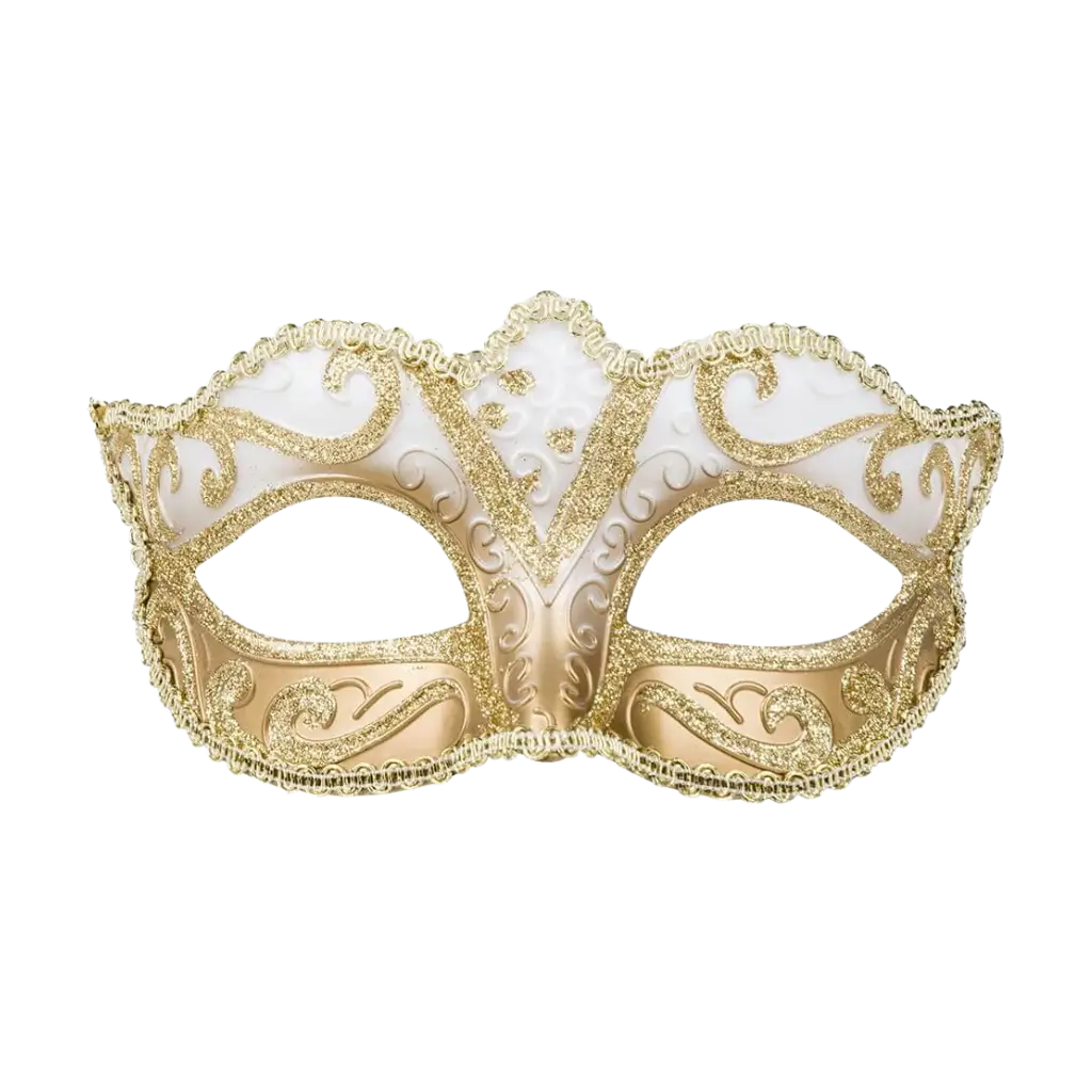 Maschera veneziana dorata con motivi