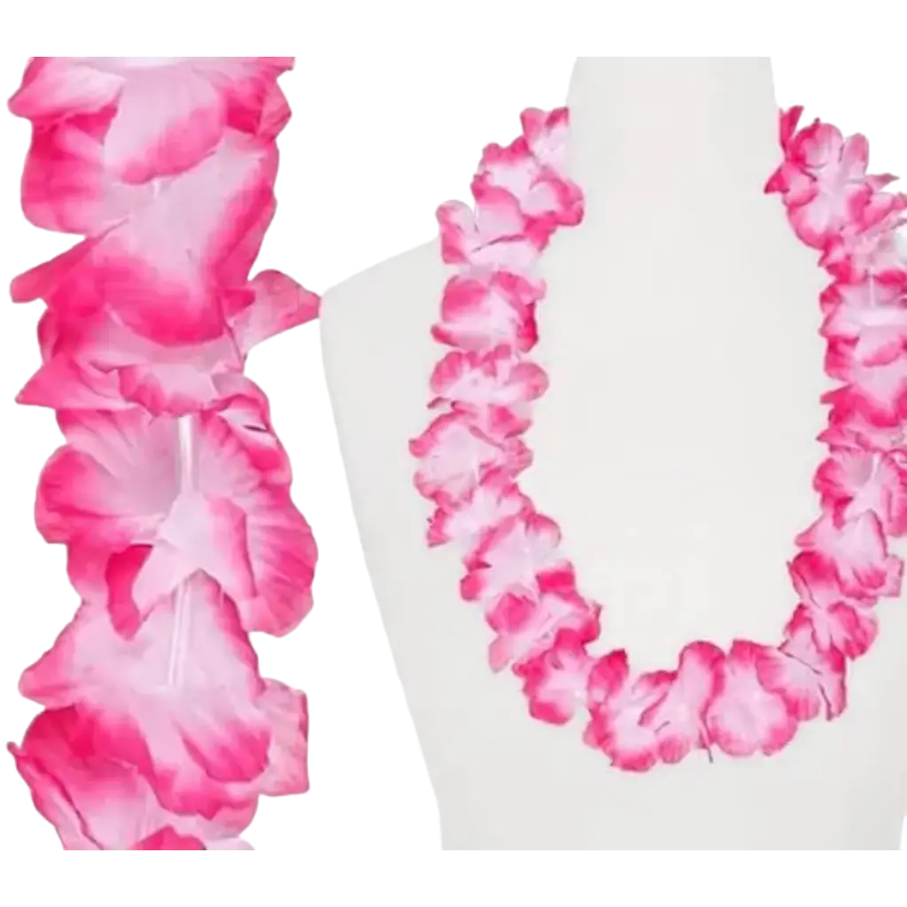 Collana di fiori hawaiani bianchi e rosa