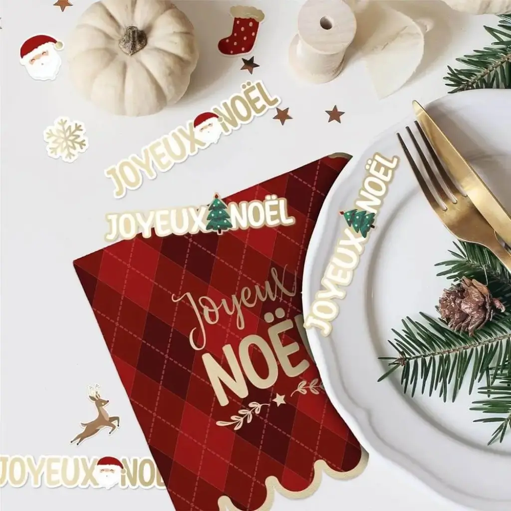 Duo di decorazioni natalizie per la tavola "Merry Christmas" - Set di 20 pezzi