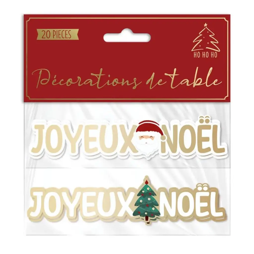 Duo di decorazioni natalizie per la tavola "Merry Christmas" - Set di 20 pezzi