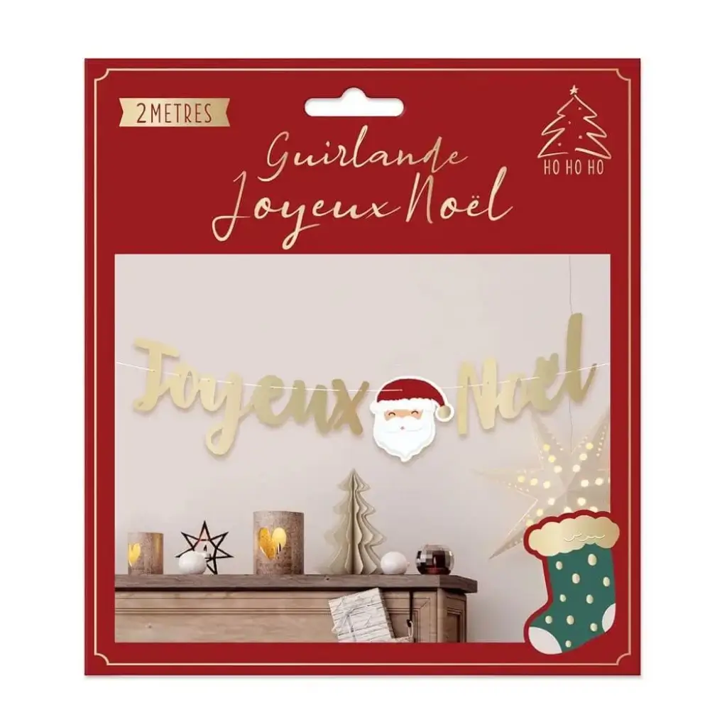 Ghirlanda dorata "Joyeux Noël" 2 metri