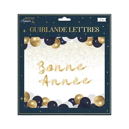 Ghirlanda di lettere dorate Happy New Year 2 metri