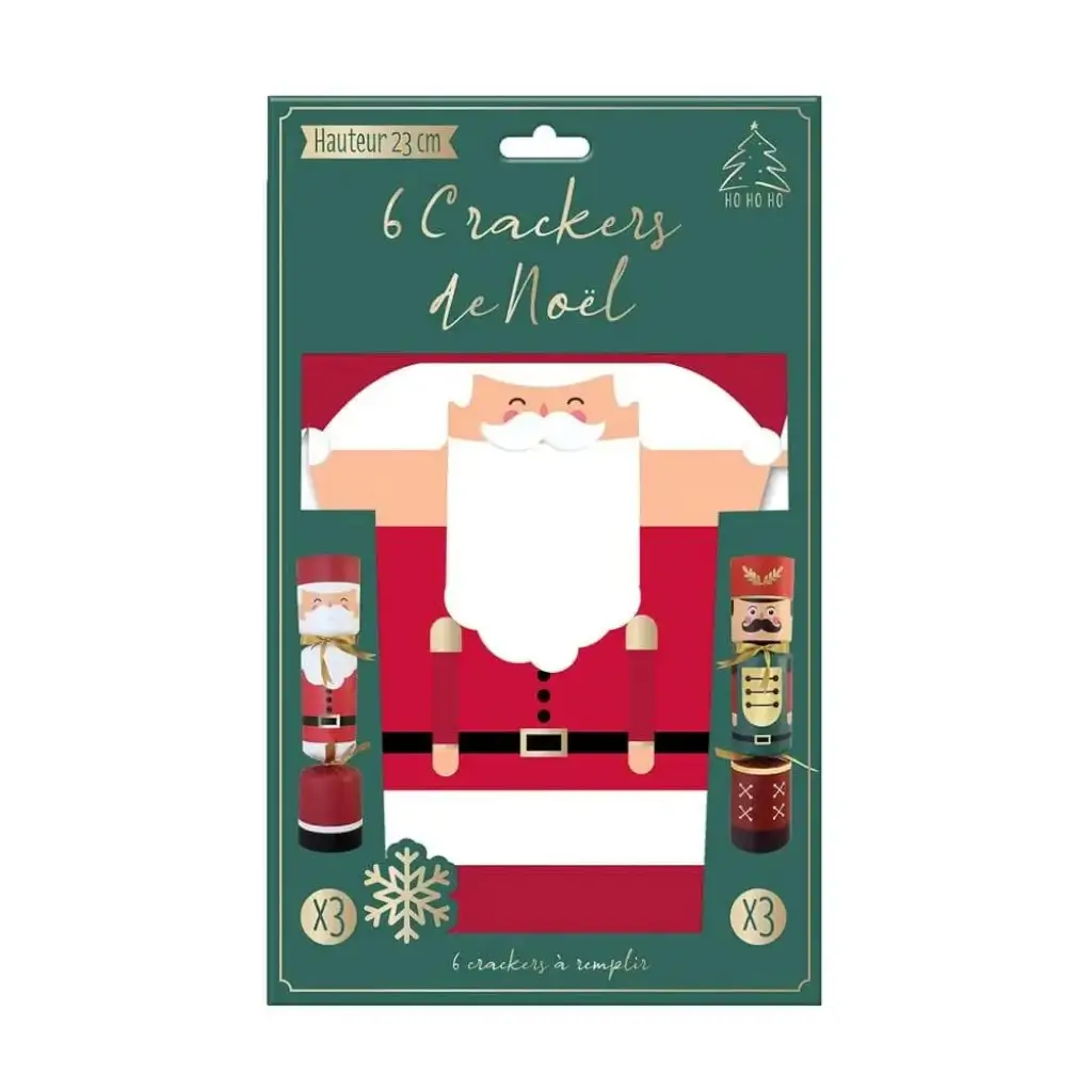 Crackers di Natale Babbo Natale e lo Schiaccianoci - Set di 6 pezzi