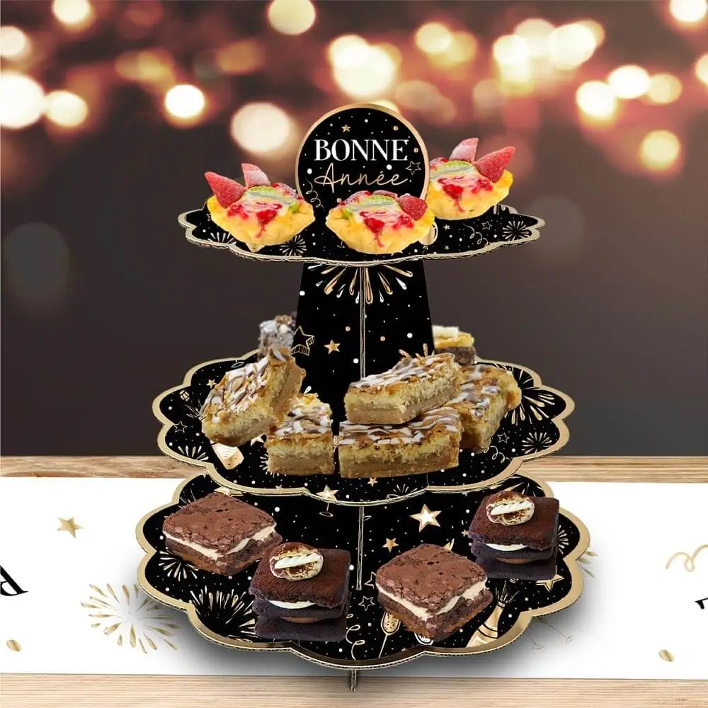 Espositore Petits Fours "Buon anno" Nero / Oro