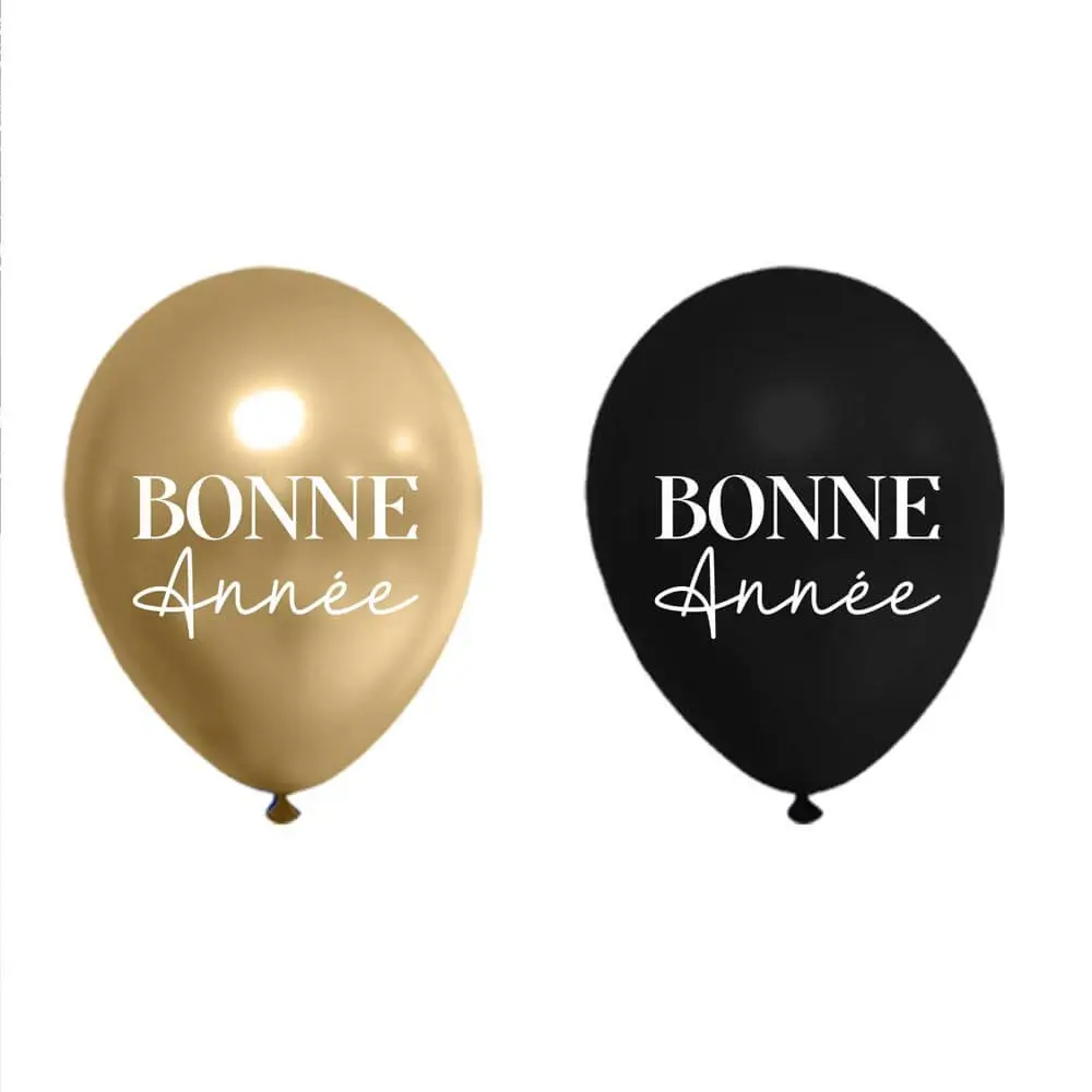 Copia di palloncini "Happy New Year" nero/oro 30cm - Set di 8 palloncini