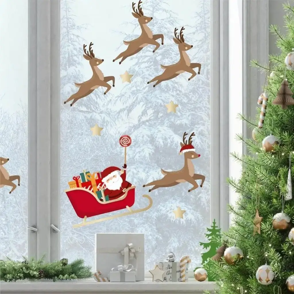 Adesivi per finestre a tema natalizio Slitta di Natale