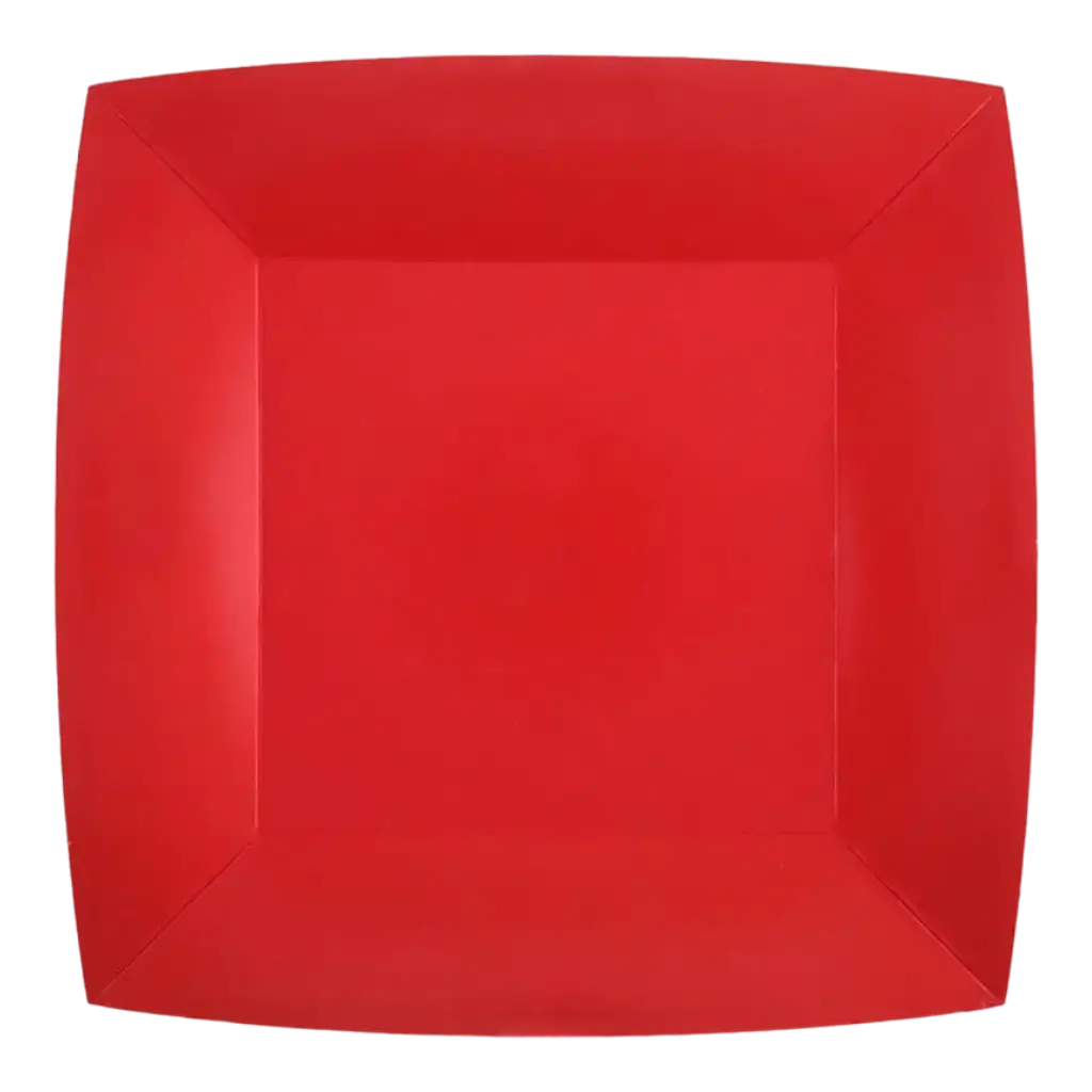 Piatto rosso quadrato piccolo da 18 cm - Set di 10 pezzi