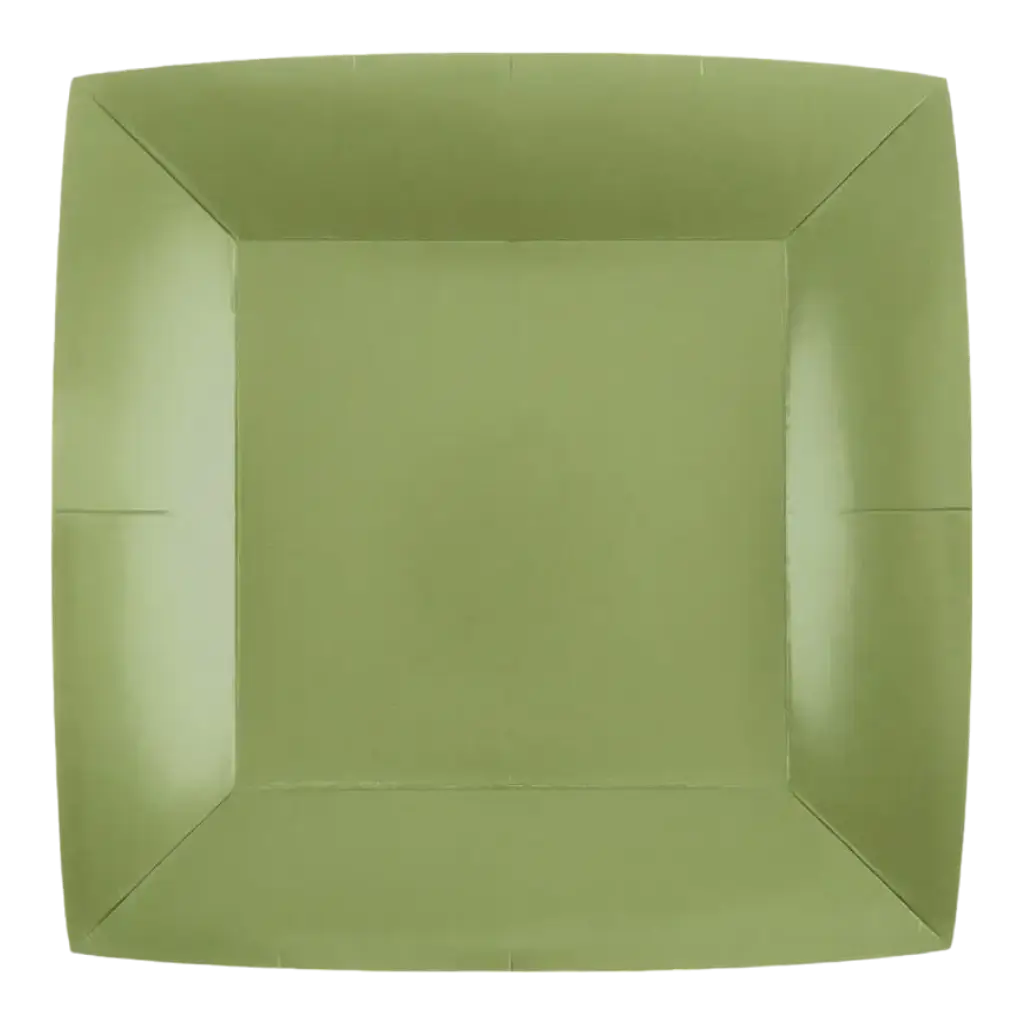 Piatto quadrato piccolo verde oliva 18 cm - Set di 10 pezzi