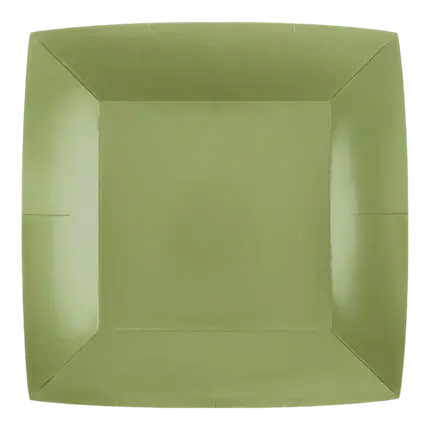 Piatto quadrato piccolo verde oliva 18 cm - Set di 10 pezzi
