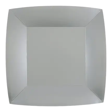 Piatto grande quadrato d'argento 23 cm - Set di 10 pezzi