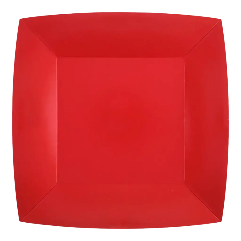 Piatto rosso quadrato grande da 23 cm - Set di 10 pezzi