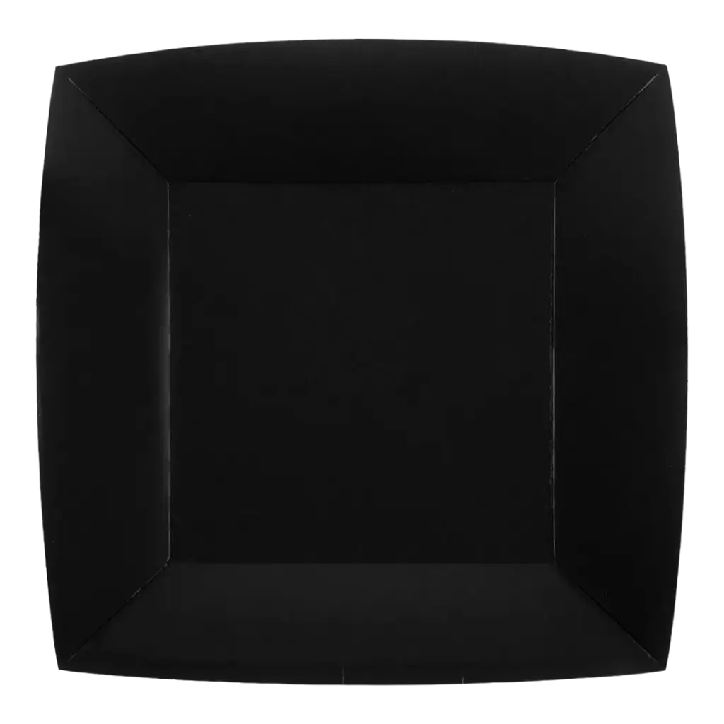 Piatto nero quadrato grande da 23 cm - Set di 10 pezzi