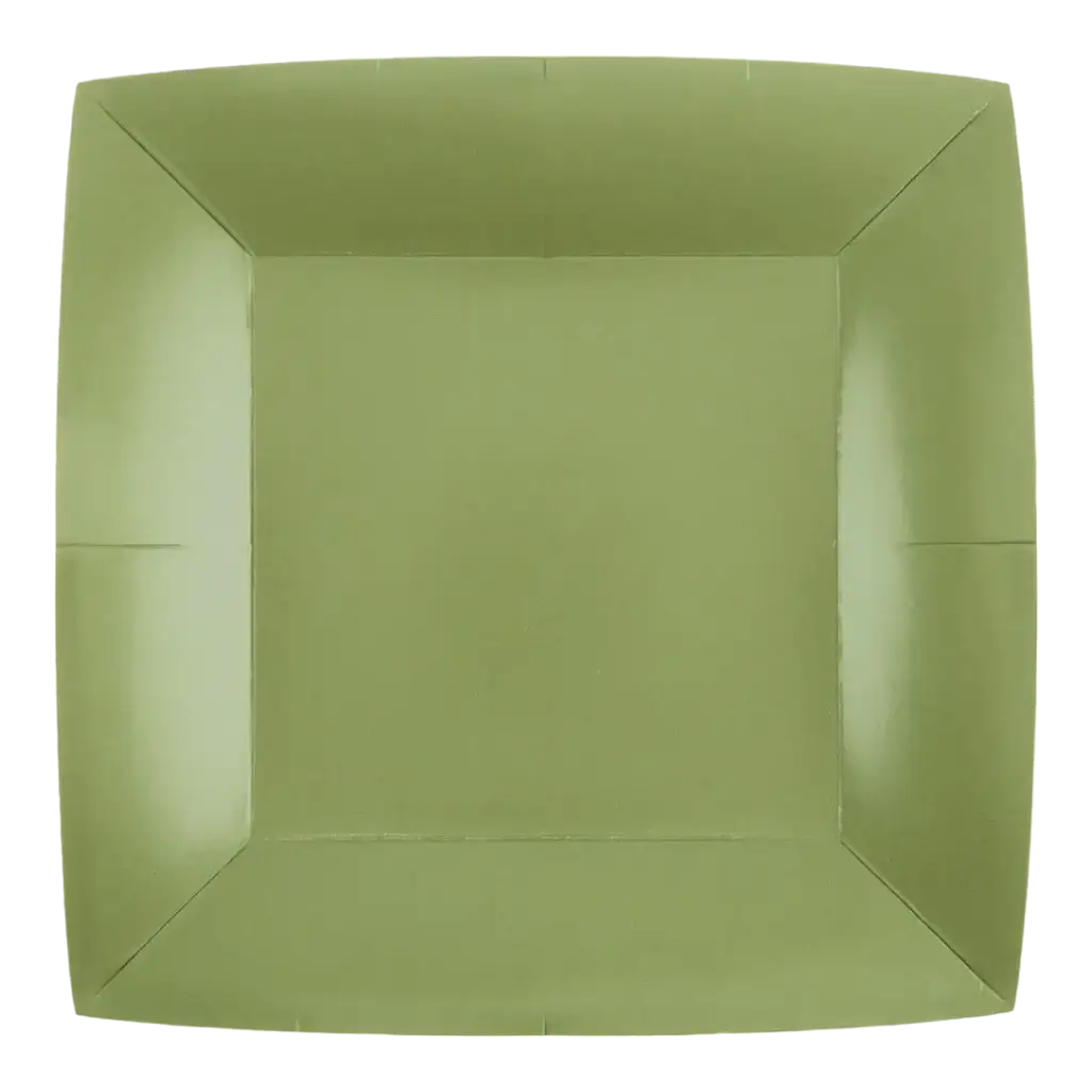 Piatto grande quadrato verde oliva 23 cm - Set di 10 pezzi