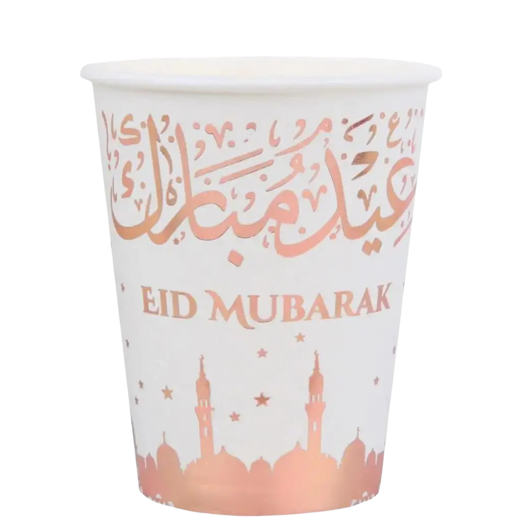 Coppa Eid Mubarak rosa e bianca 27cl - Set di 10 pezzi