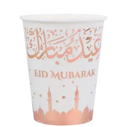 Coppa Eid Mubarak rosa e bianca 27cl - Set di 10 pezzi