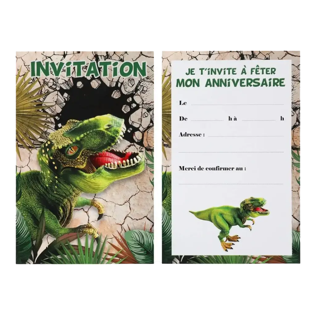 Biglietto d'invito Dinosauro T Rex - Set di 6 biglietti