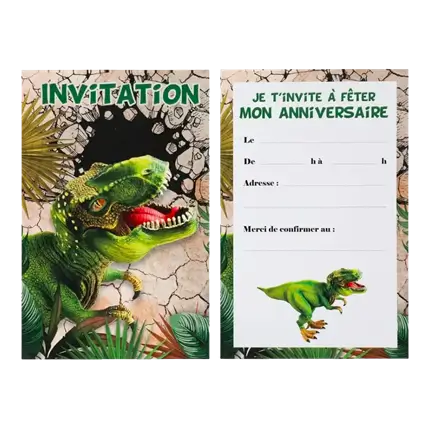 Biglietto d'invito Dinosauro T Rex - Set di 6 biglietti
