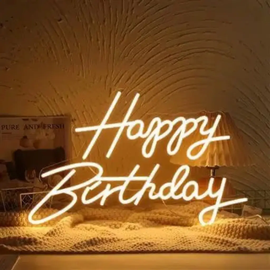 Luce al neon di buon compleanno Bianco caldo