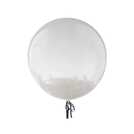Palloncino trasparente con coriandoli di piume 46 cm