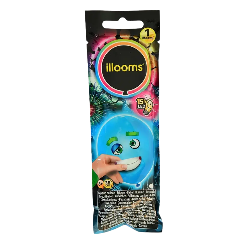 illooms® Kit di creazione di palloncini LED "Facce divertenti" - Blu