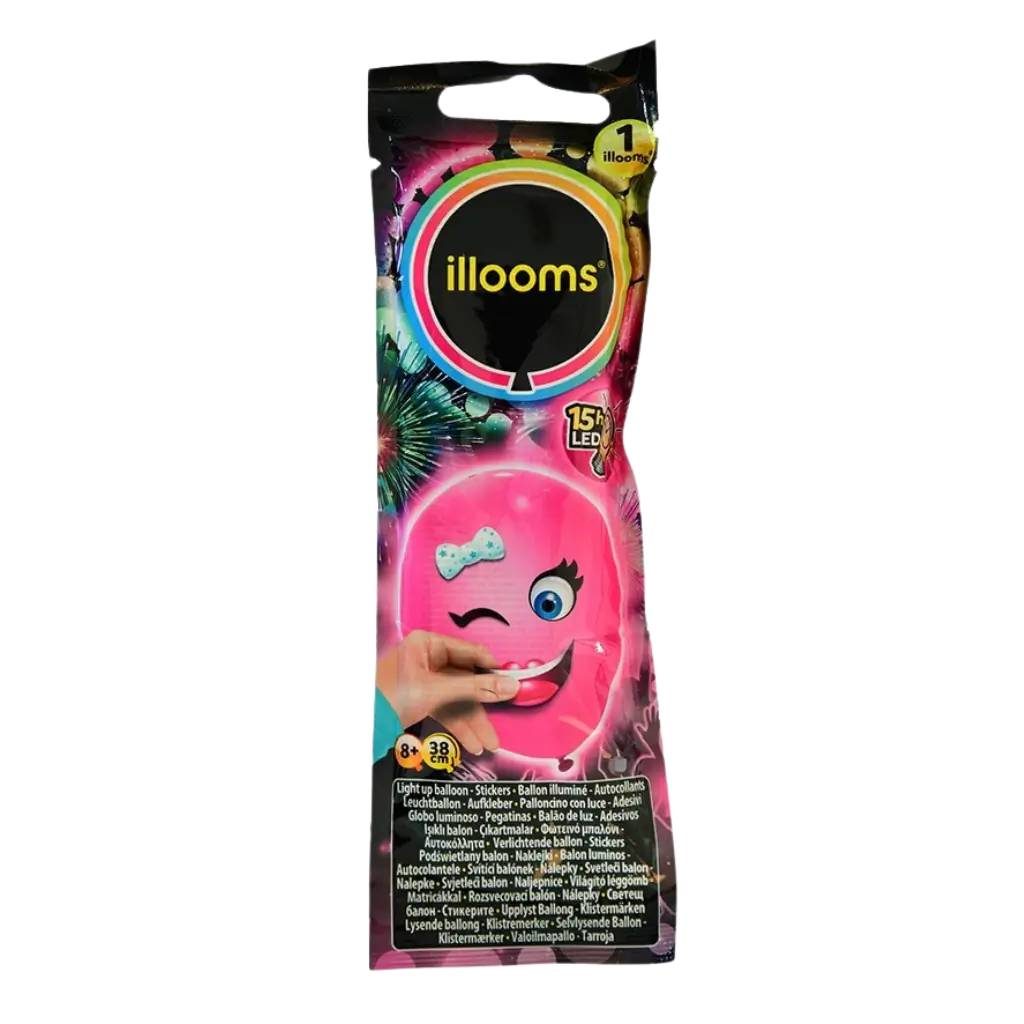 illooms® Kit di creazione di palloncini LED "Facce divertenti" - Rosa