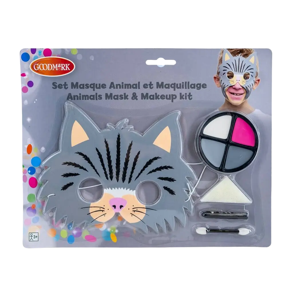 Kit per il trucco con maschera per bambini, tema "Gatto".