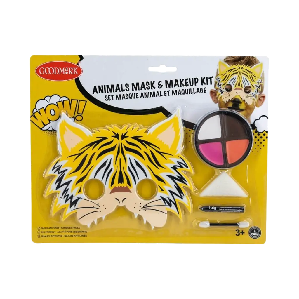 Kit per il trucco con maschera per bambini, tema "tigre".