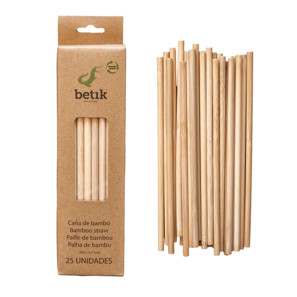 Cannuccia di bambù riutilizzabile + cartone - Ø6mm 20cm - 25 unità