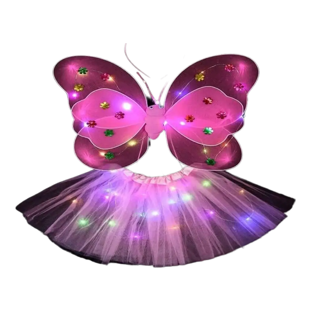 Costume da farfalla a LED rosa (4 pezzi)