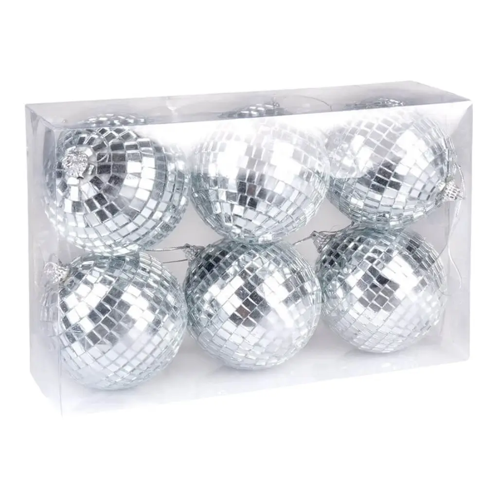 Sfera sfaccettata in argento ø8cm - Set di 6 pezzi