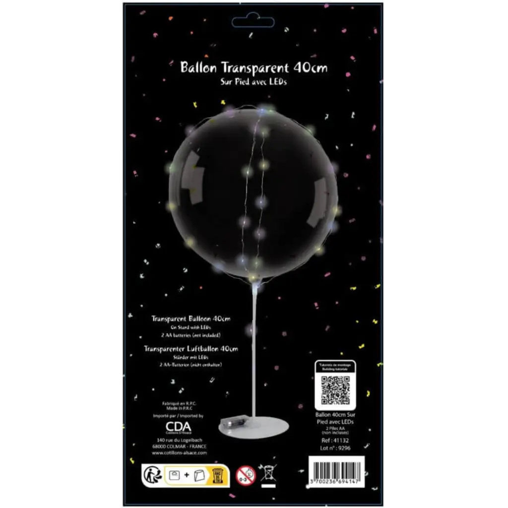 Palla a bolle LED 40 cm stelo piede Sparklers Club