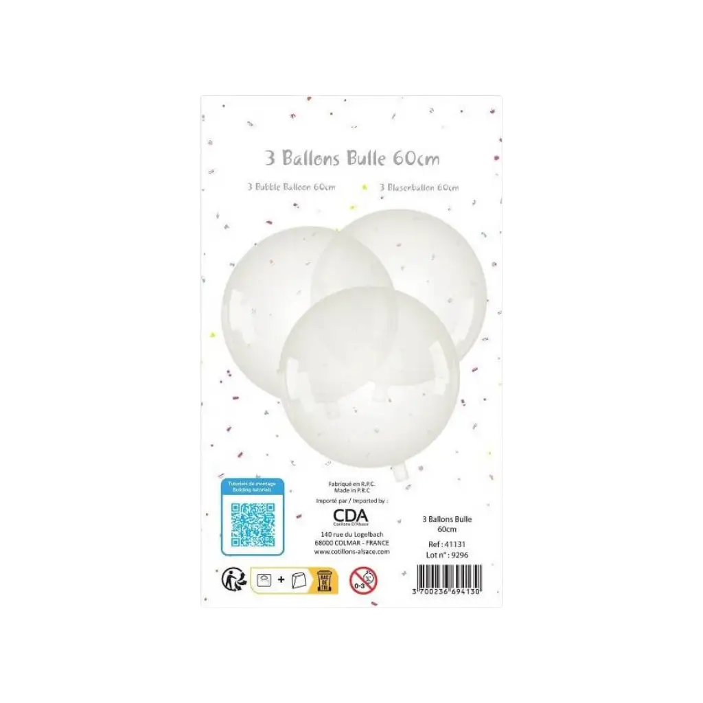 Palla a bolle trasparente ø60cm - Set di 3
