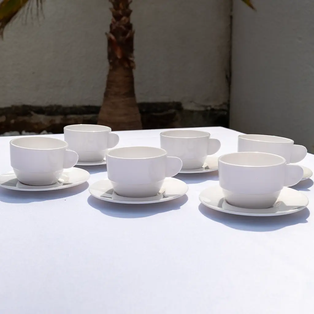 Tazza doppia per espresso bianca da 16,6cl - Set di 6 pezzi