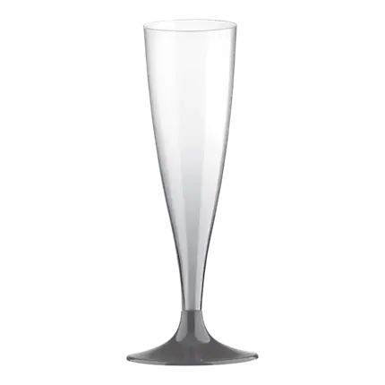 Flute da champagne trasparenti con base grigio antracite - 14cl - Set da 6