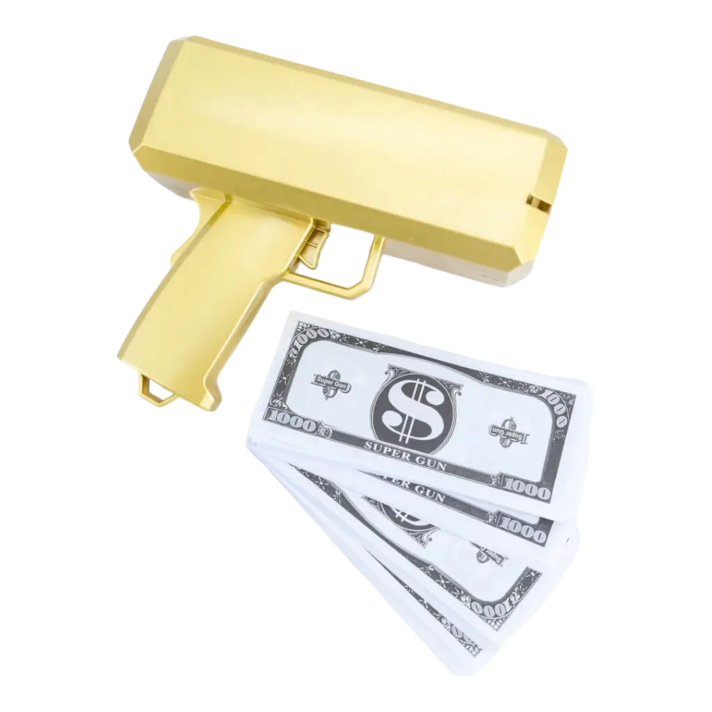 Pistola per banconote - Colore oro - 100 banconote false incluse