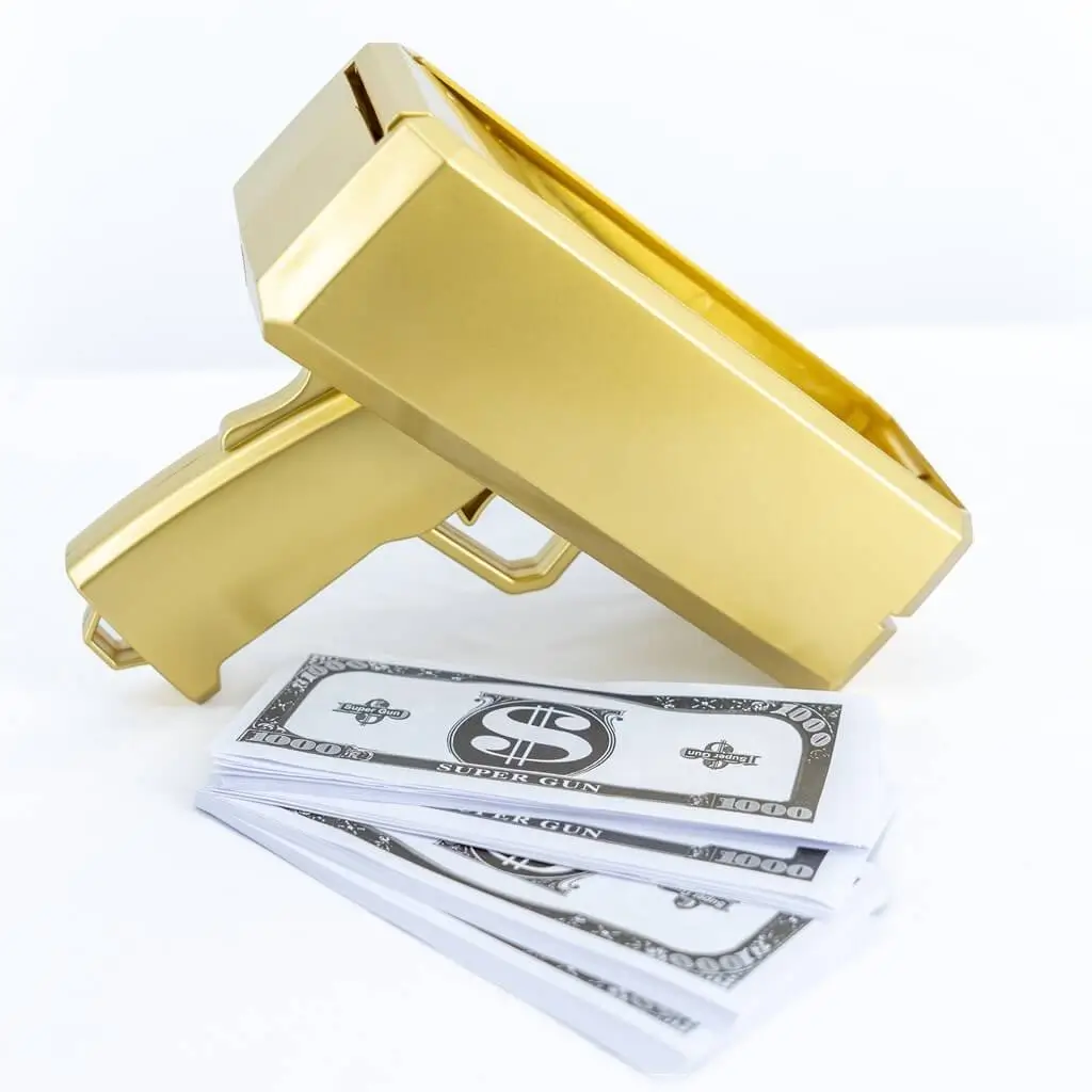 Pistola per banconote - Colore oro - 100 banconote false incluse
