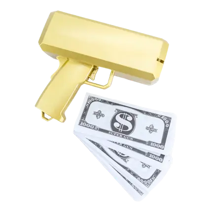 Pistola per banconote - Colore oro - 100 banconote false incluse
