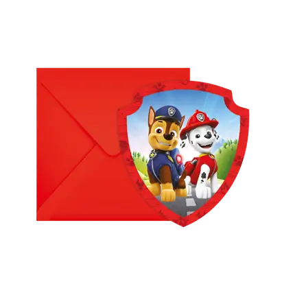 Biglietto d'invito e busta Pat'Patrouille - Confezione da 6 pezzi